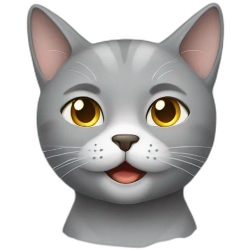 Grey cat happy with eyes closed emoji