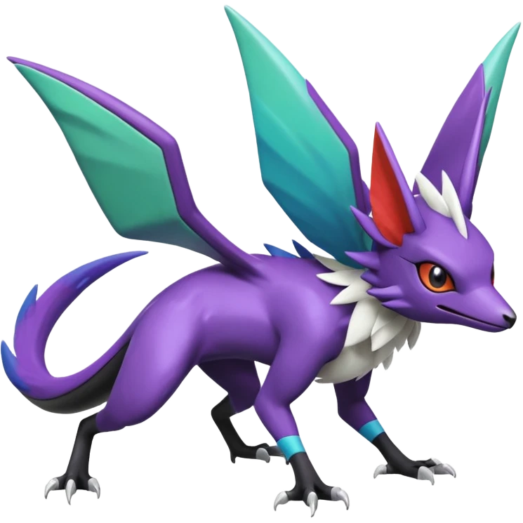 Shiny Noibat-Noivern-Mightyena-Silvally-Fakémon-hybrid-creature (full body)  emoji