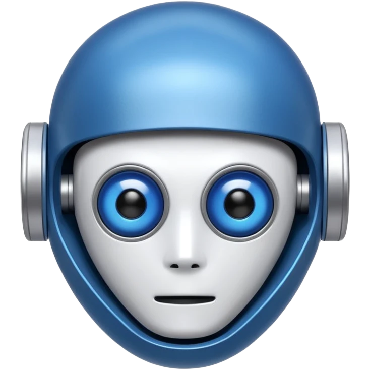 tête de robot cosmonaute bleu et blanc avec des yeux plié emoji