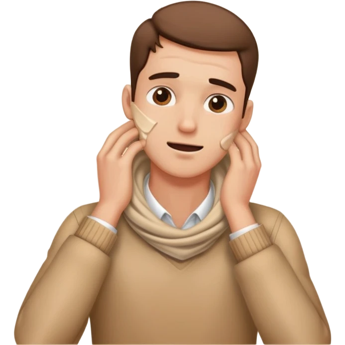 A guy with his hands around his neck crashing out emoji