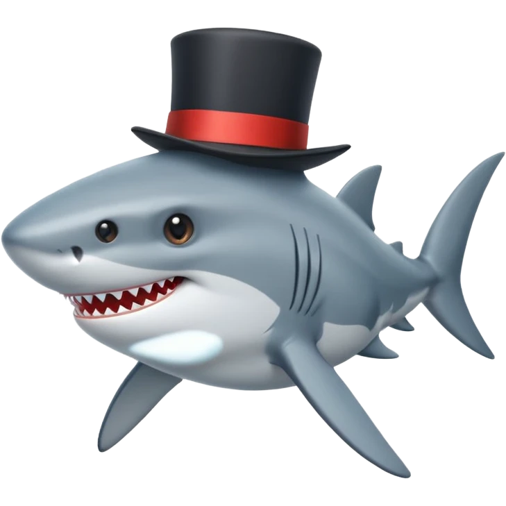 Shark with a top hat emoji