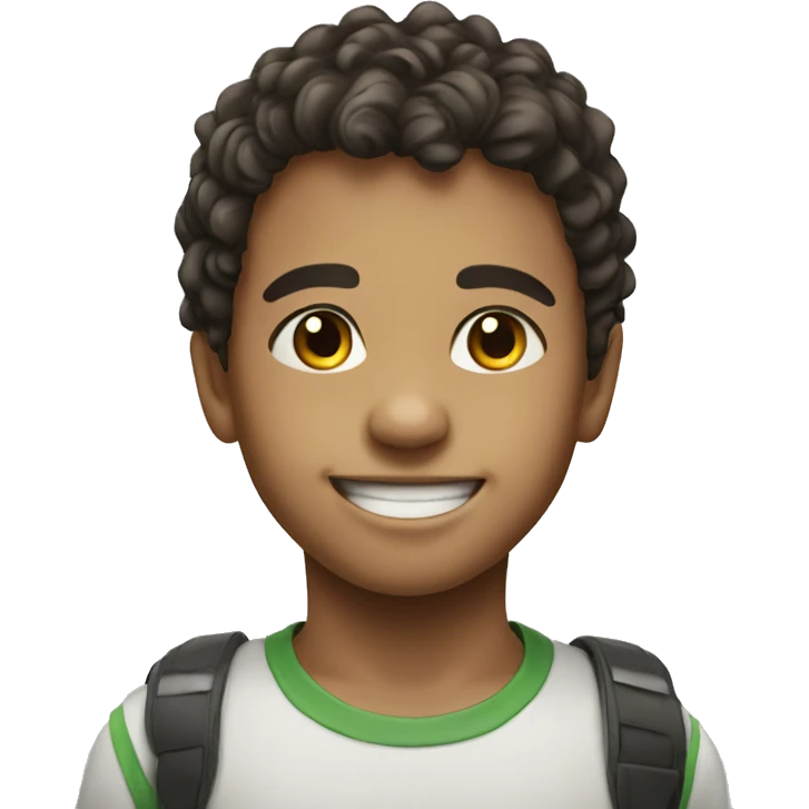 realistic portrait of a boy with smile emoji