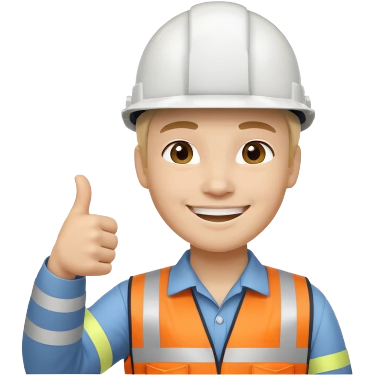 Cara de persona con casco blanco inginierl civil con pulgar arriba emoji