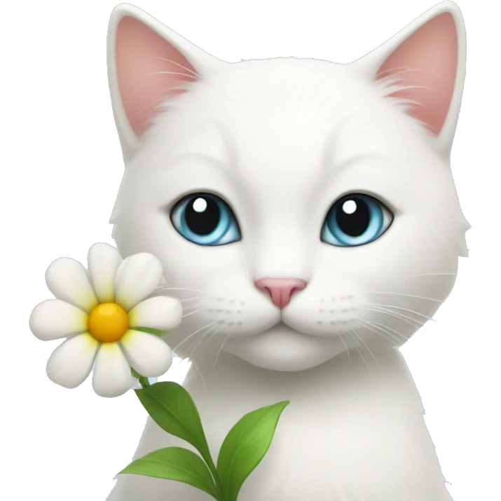 White cat with flower  emoji