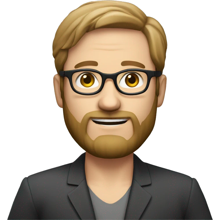 a white man with a beard and
specs in a suite round face and
normal black colored hair professional
look with some hand actions like No, Namaste also with some VR Headsets emoji
