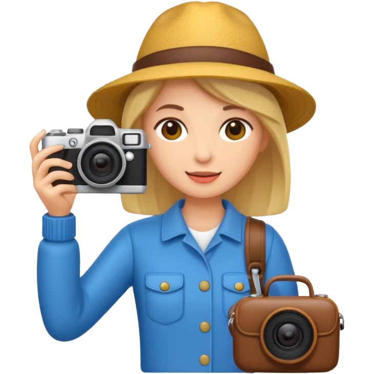 tourist woman holding camera emoji