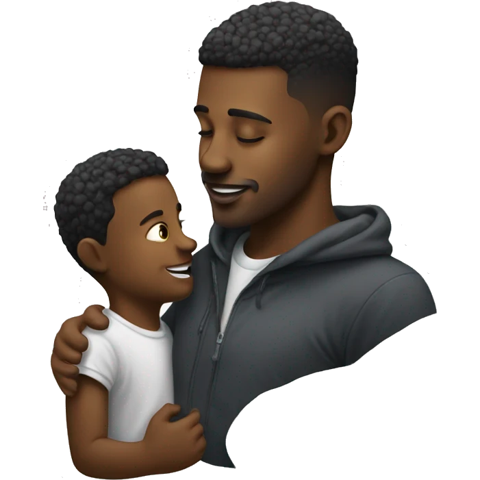 A man with a fade holding oil and a kid kissing it emoji