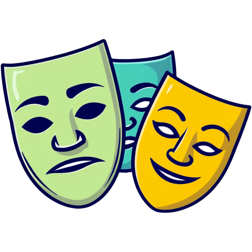 theatrical comedy and tragedy masks symbolizing parody emoji