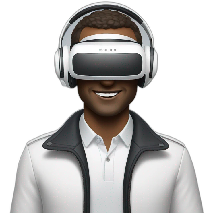Macron with oculus quest white headset emoji