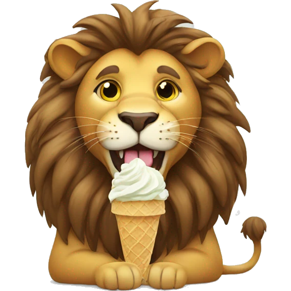 Lion eating ice cream emoji