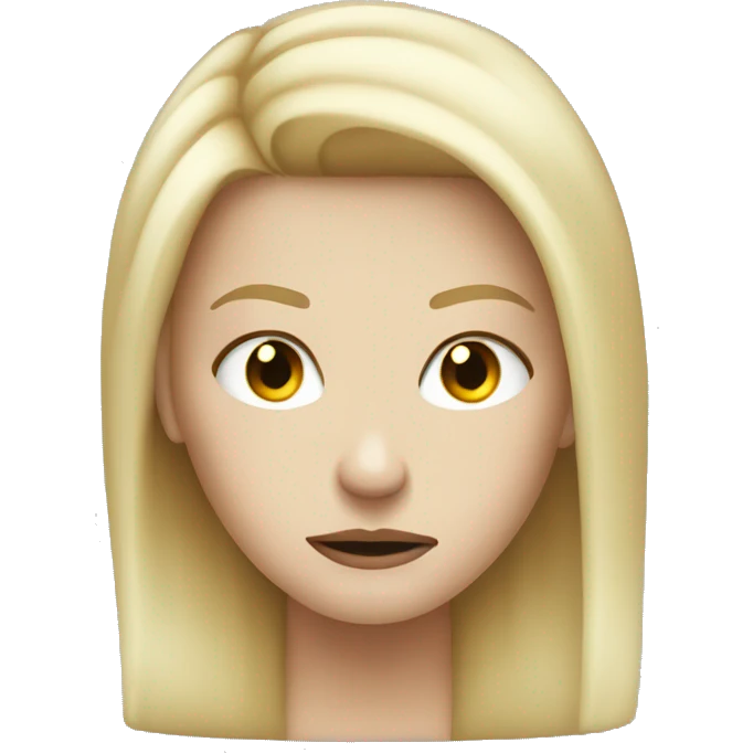 blonde hair white female giving a mean face emoji