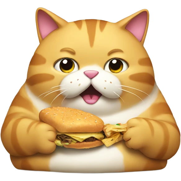 Fat cat eating junk food emoji