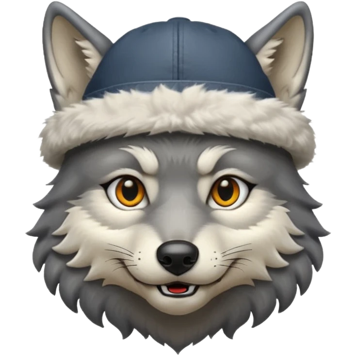 wolf face wearing a hat emoji