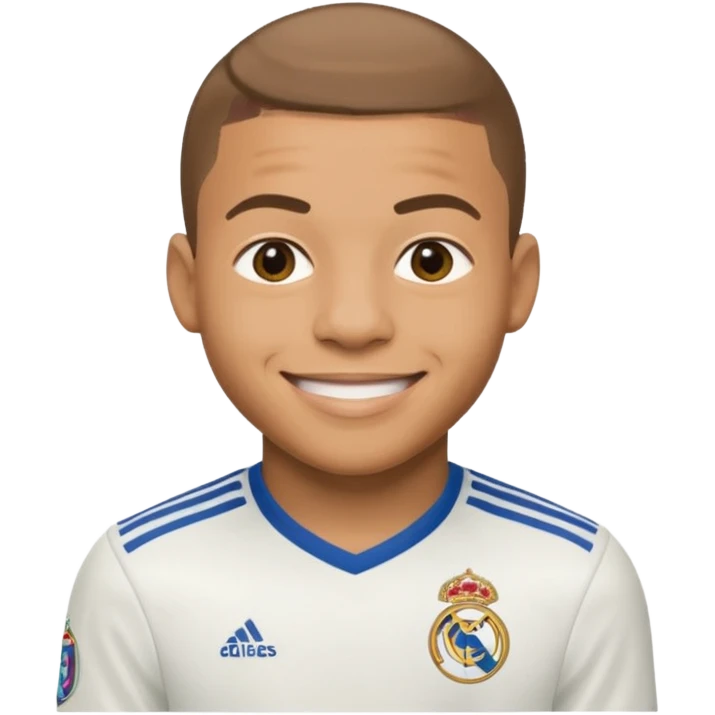 Fait moi un emojis de mbappe avec le maillots du real emoji