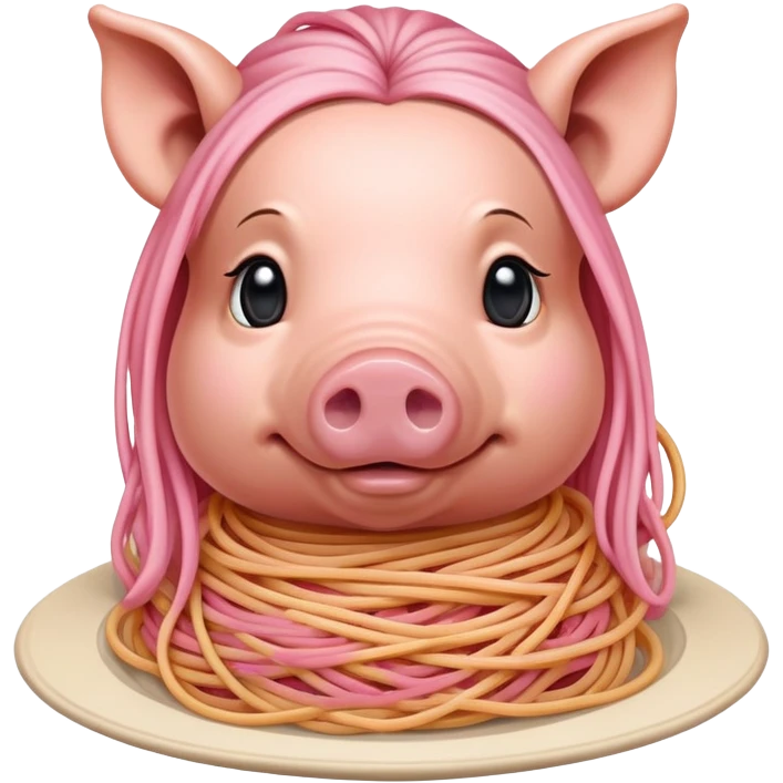   renaissance monalisa pig with pink spaghetti  emoji