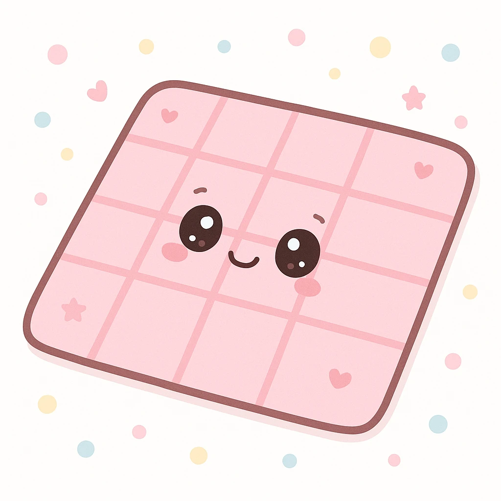 cute pink picnic mat, kawaii style, soft and inviting, simple background emoji