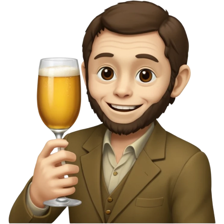 Darwin hugging an australopithecine and raising a toast emoji