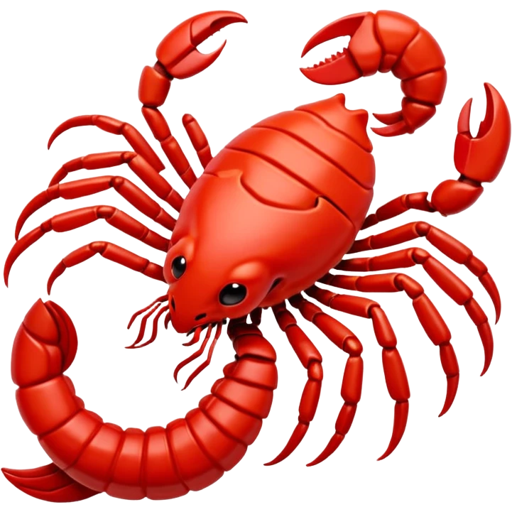 A 3D cartoon Scorpio zodiac sign in red, glossy texture, simple background, Memoji-style rendering. emoji
