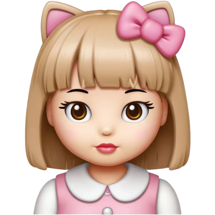 hello kitty with bangs, colour of hair is broy emoji