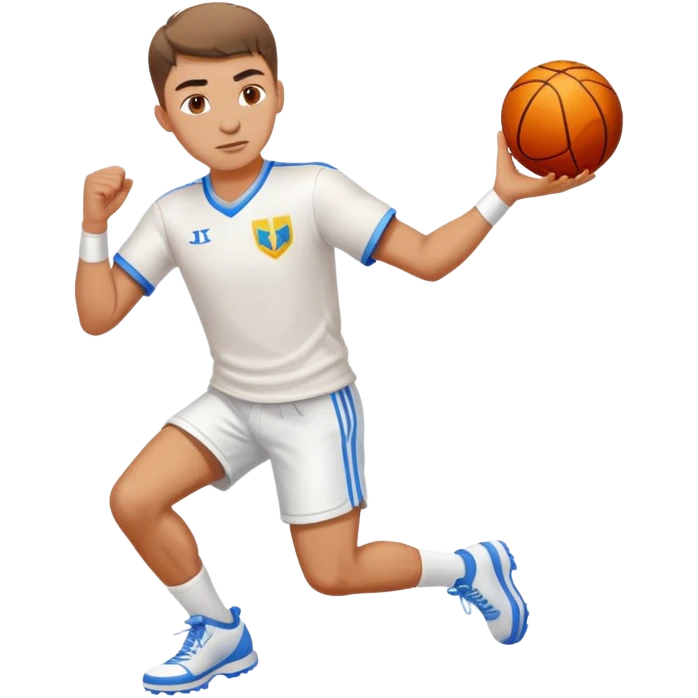 Ukrainian young man in a white embroidered shirt playing sports emoji