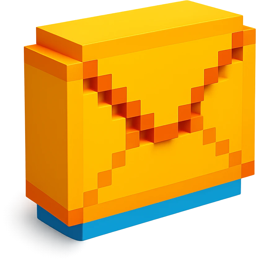 3D voxel style icon of a mail pocket, blocky and geometric, with a sense of depth and shading emoji