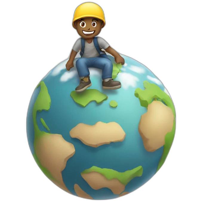 a man scaling the world emoji