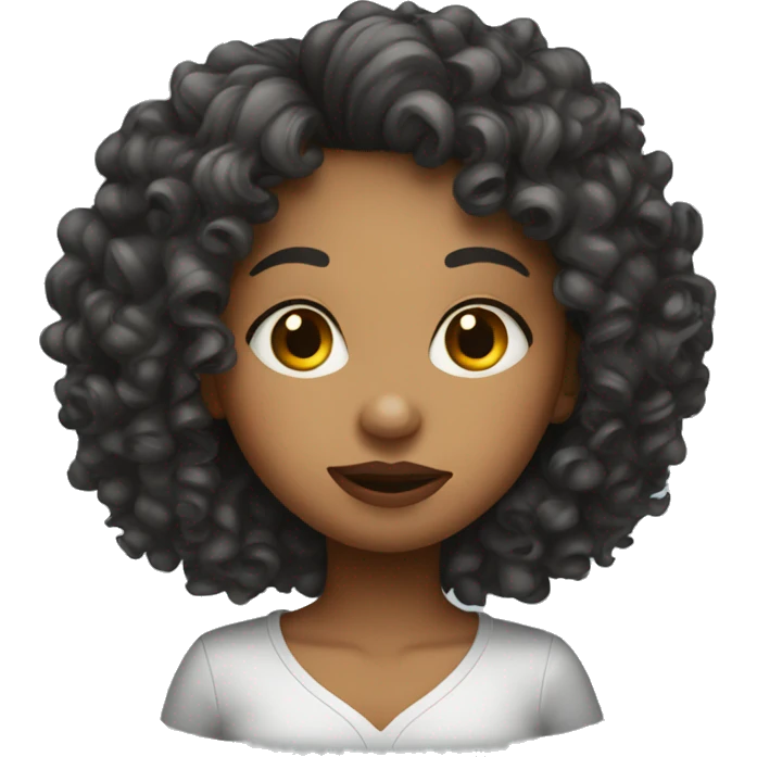 a curly girl with a kiss face emoji