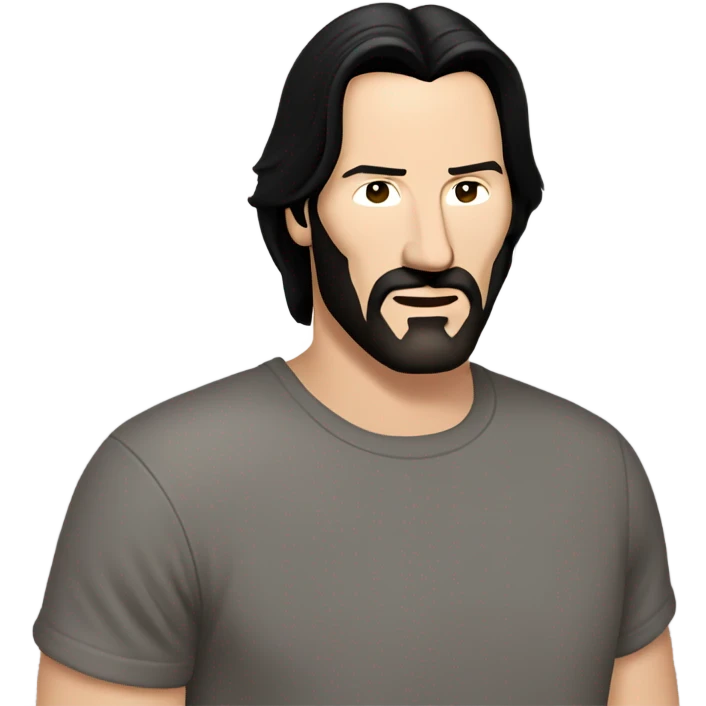 Keanu reevs without beard and wearing a t-shirt emoji