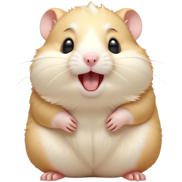 Cinematic Cute Yawning Cream Hamster Portrait Emoji, Head tilted slightly with a dramatic, wide-open yawn, showcasing a soft, pristine cream fur with tiny droopy ears, round dark eyes barely open in drowsy contentment, Simplified yet irresistibly adorable features, highly detailed, glowing with a soft, cozy glow, high shine, relaxed yet expressive, stylized with a touch of whimsy, bright and endearing, soft glowing outline, capturing the essence of a sleepy yet affectionate hamster, so drowsy it feels like it could stretch out of the screen and curl up for a nap! emoji