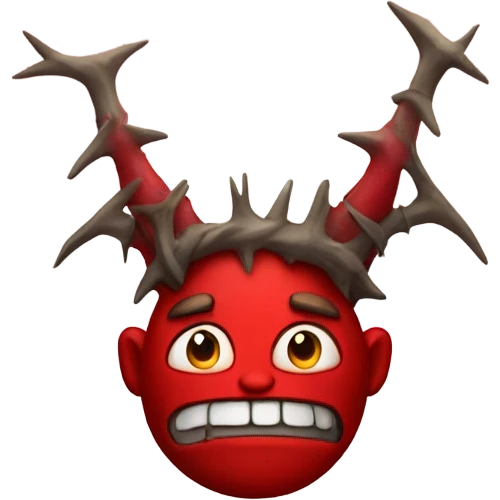 Red devil with horns wearing a crown of thorns emoji
