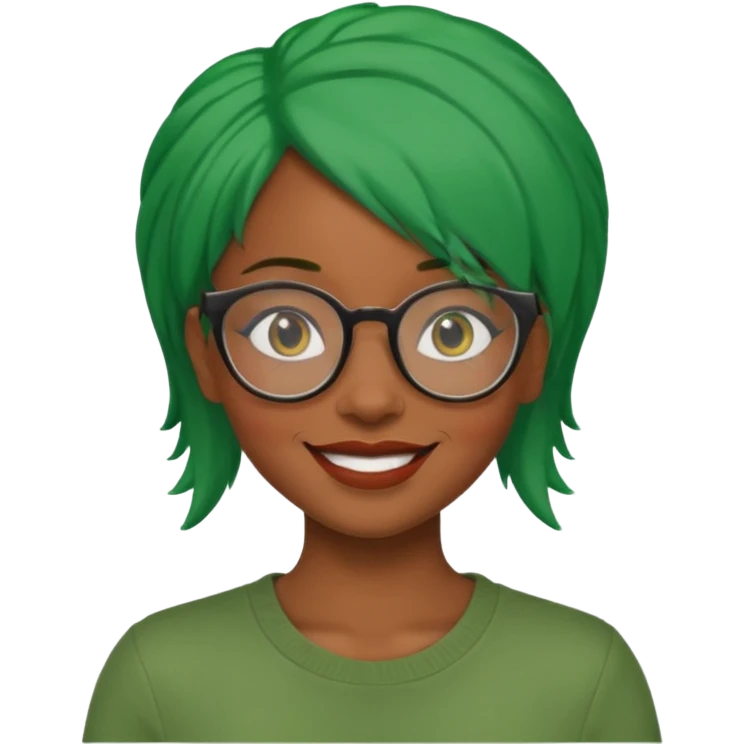 black woman with green hair and glasses emoji