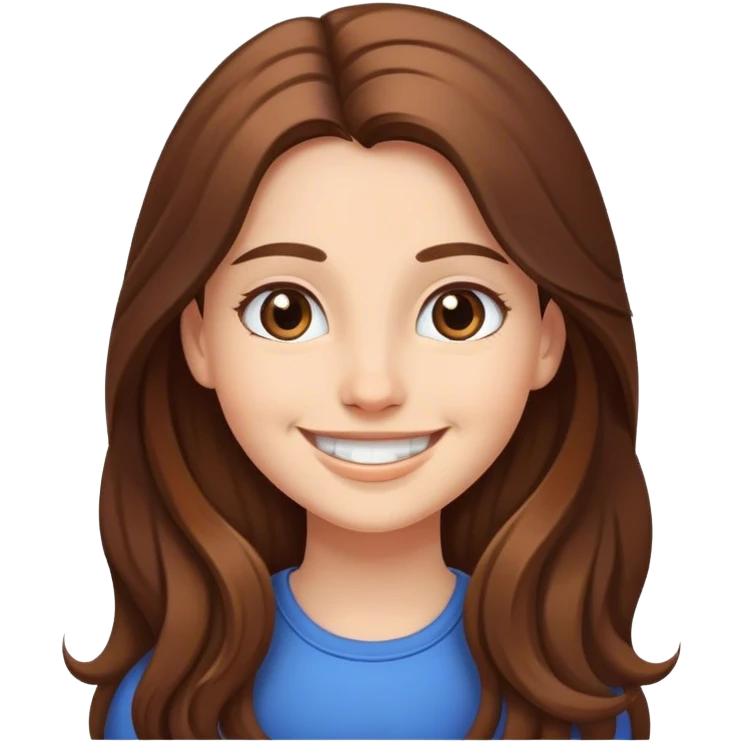 smiling girl with long brown hair emoji