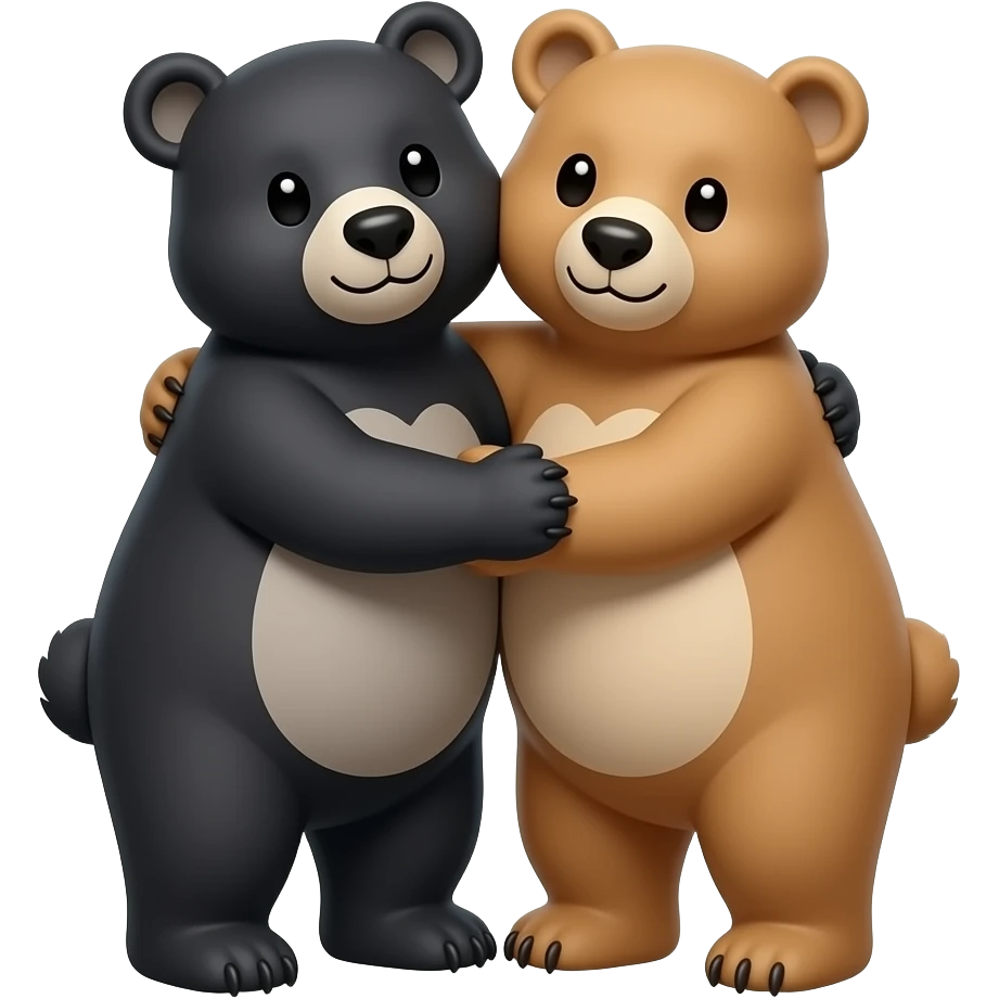 Two bears hugging one black and one tan emoji