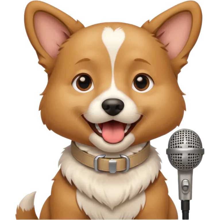Dog singing with mic emoji