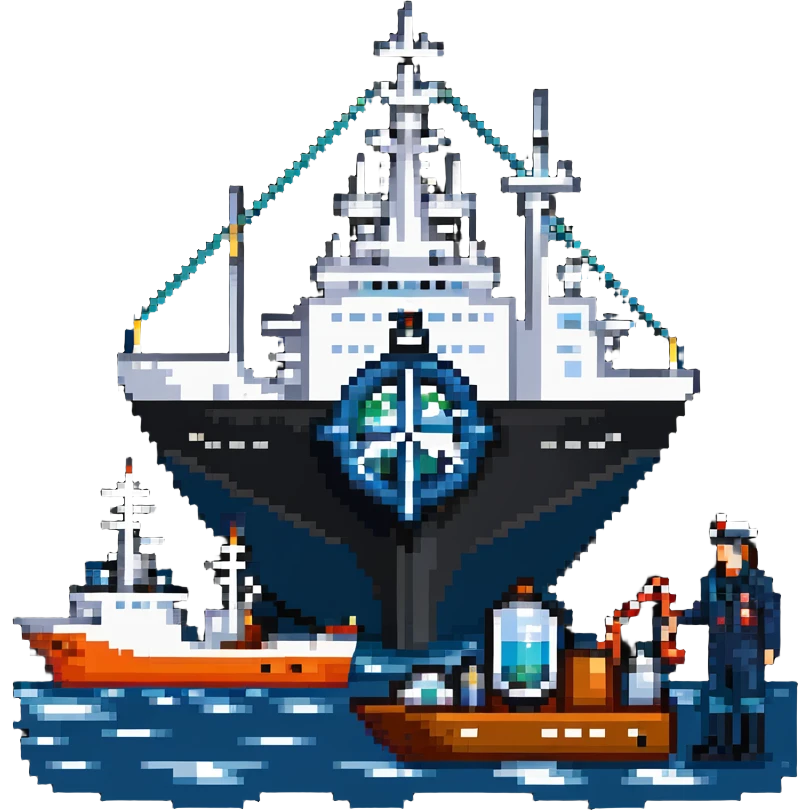 Vladivostok oceanography sailor with research vessel and marine scientific equipment emoji