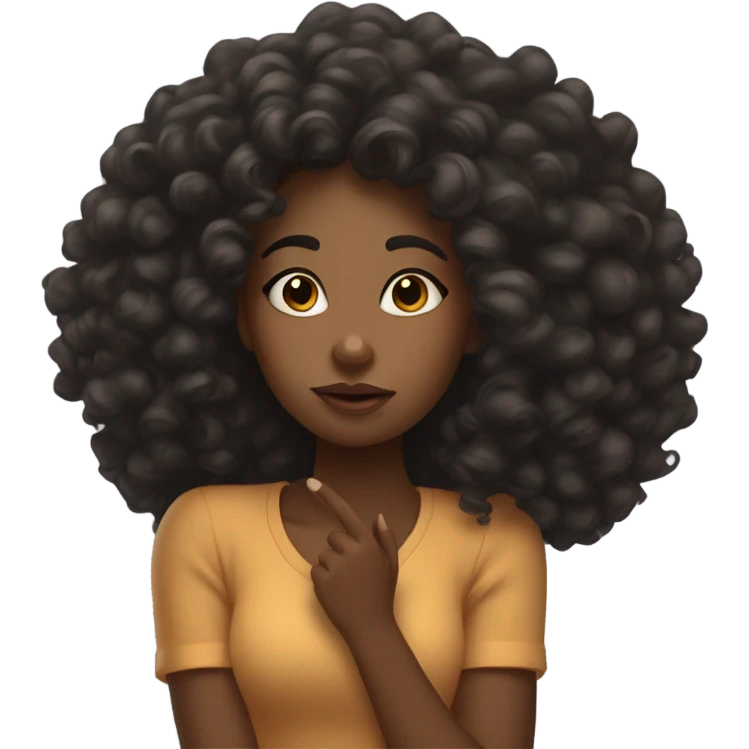 Black girl with curly hair blowing a kiss  emoji