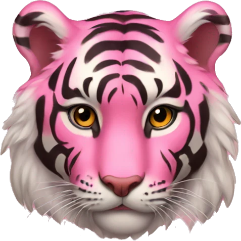 Pink tiger, with red stripes, aesthetic  emoji