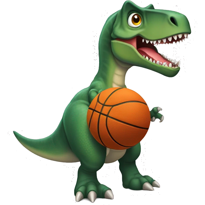 Dinosaurio con un balón de baloncesto  emoji