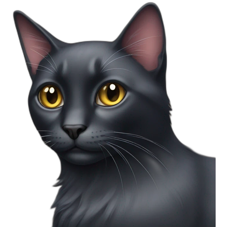 long hair black cat emoji
