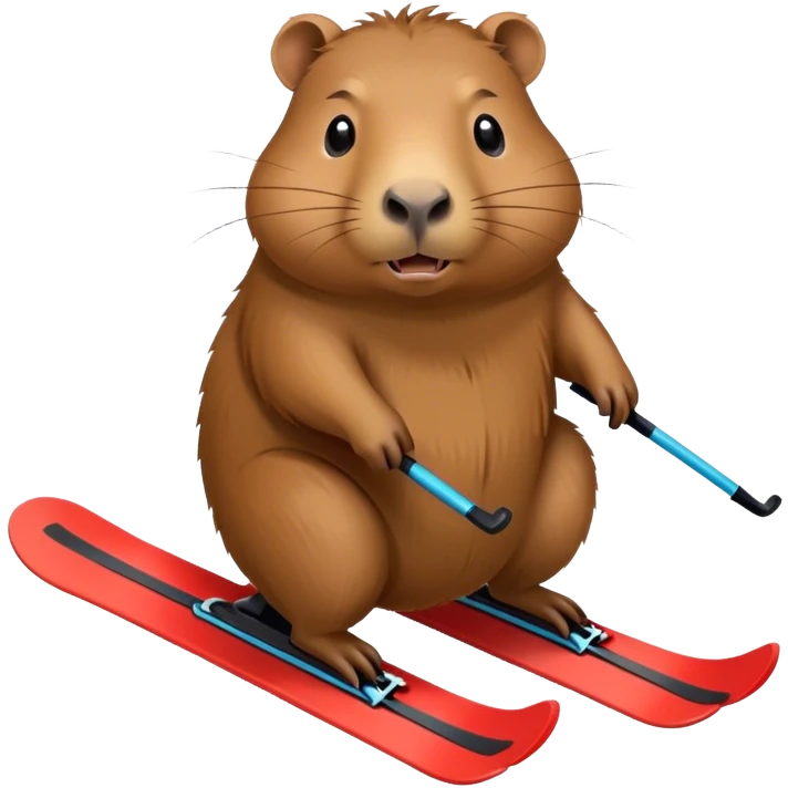 Capybara scared while skiing emoji
