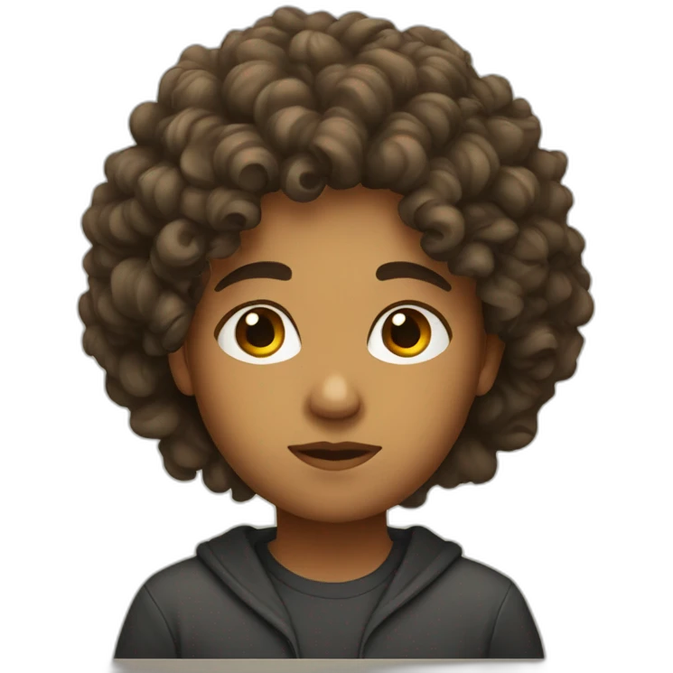 focused curly hair emoji