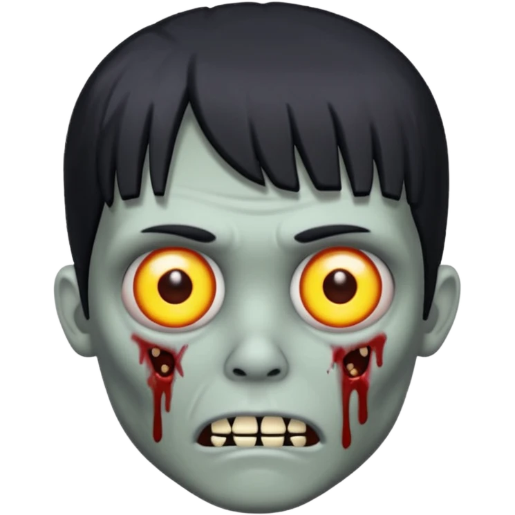 zumbi com franjinha na testa e o cabelo longo liso e preto emoji