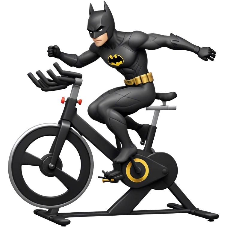 black Batman suit on a spinning bike emoji
