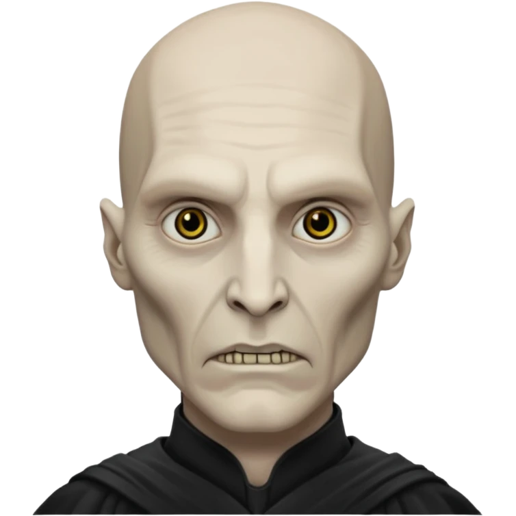 lord voldemort volto magro e di carnagione pallida senza il naso, sguardo cupo emoji