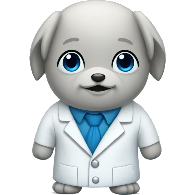 blue betta fish wearing lab coat emoji