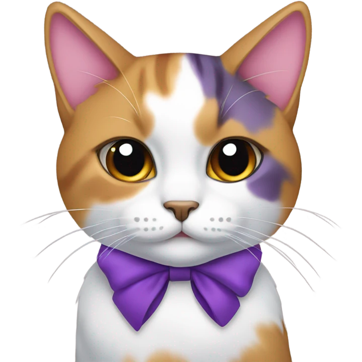 Calico cat with purple bow emoji