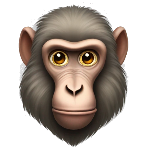 Baboon behind emoji