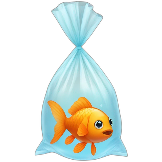 cute orange fish in a plastic bag emoji
