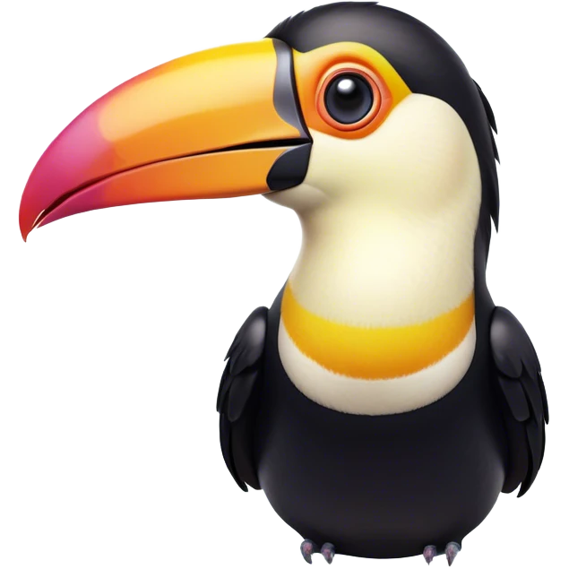 Cinematic Comical Toucan Portrait Emoji, Head tilted dramatically with an exaggeratedly shocked expression, featuring a boldly colored beak and wide, comically expressive eyes full of humorous disbelief, Simplified yet hilariously expressive features, highly detailed, glowing with a slightly sassy tropical glow, high shine, dramatic yet playful, stylized with an air of quirky exotic attitude, soft glowing outline, capturing the essence of a meme-worthy toucan that looks ready to side-eye its way into viral fame! emoji