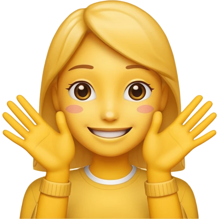 AI emoji with a smirk, hands together in a thankful gesture, looking at friends, cheerful vibe emoji